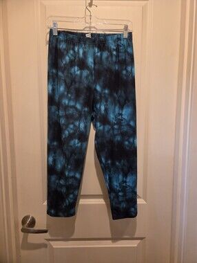 Viv Collection Women's Blue Tie-Dye Leggings with Elastic Waist